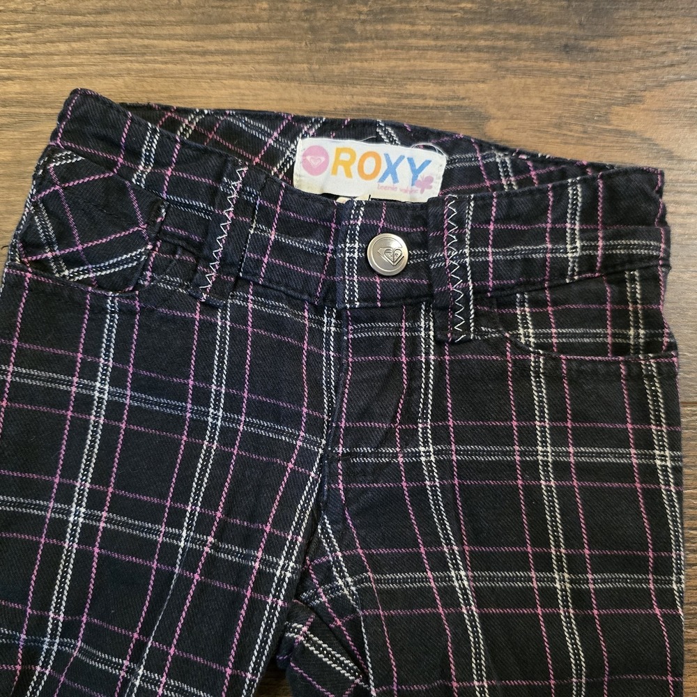 Girl Roxy Plaid Black Pink Pants Size 12 Months Punk‎ Surfer Rocker